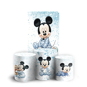 Faixa Lateral e Trio Cilindro Sublimado 3D Vest Facil - Mickey Baby Azul