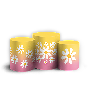 Trio Cilindro - Flor Margarida - Sublimado 3D