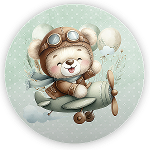 Painel Redondo Sublimado 3D - Ursinho Verde