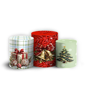 Trio Cilindro Sublimado 3D - Natal