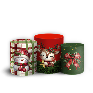 Trio Cilindro Sublimado 3D - Natal