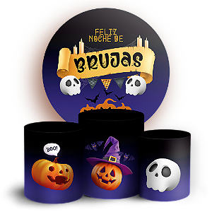 KIT Redondo e Trio Sublimado 3D - Noche de Brujas ES