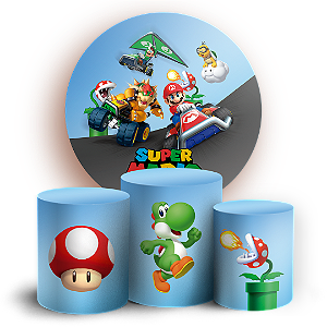 KIT Redondo e Trio Sublimado 3D - Super Mario