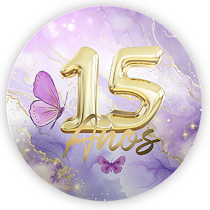 Painel Redondo Sublimado 3D - 15 Anos