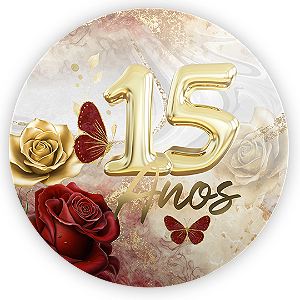 Painel Redondo Sublimado 3D - 15 Anos