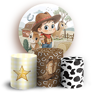 KIT Redondo e Trio Sublimado 3D - Fazendinha