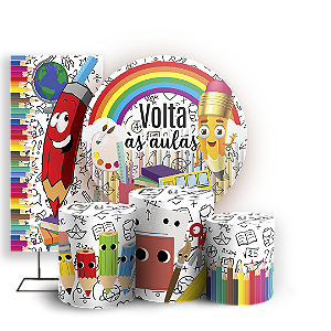 KIT Redondo Trio e Faixa Sublimado 3D - Volta as Aulas
