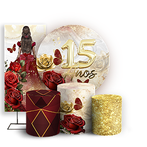 KIT Redondo Trio e Faixa Sublimado 3D - 15 Anos