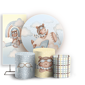 KIT Redondo Trio e Faixa Sublimado 3D - Urso