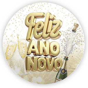 Painel Redondo Sublimado 3D - Ano Novo