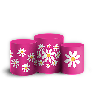 Trio Cilindro Sublimado 3D - Flor Margarida