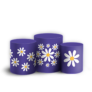 Trio Cilindro Sublimado 3D - Flor Margarida