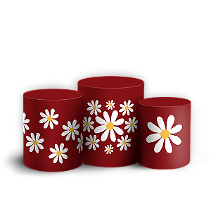 Trio Cilindro Sublimado 3D - Flor Margarida