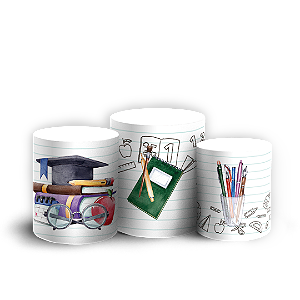 Trio Cilindro Sublimado 3D - Volta as Aulas