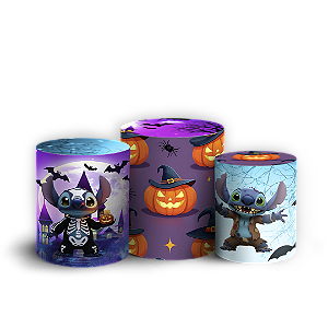 Trio Cilindro Sublimado 3D - Stitch Halloween