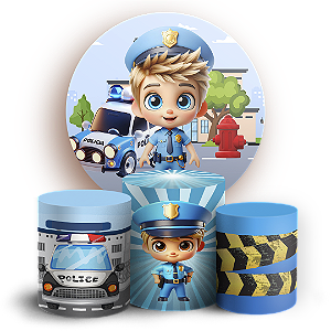 KIT Redondo e Trio Sublimado 3D - Polícia