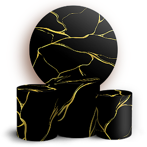 KIT Redondo e Trio Sublimado 3D - Marmore Dourado