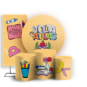 KIT Redondo Trio e Faixa Sublimado 3D - Volta as Aulas