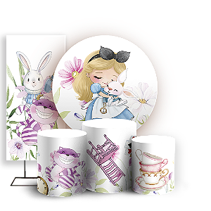 KIT Redondo Trio e Faixa Sublimado 3D - Alice no País das Maravilhas