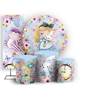 KIT Redondo Trio e Faixa Sublimado 3D - Alice no País das Maravilhas