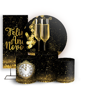 KIT Redondo Trio e Faixa Sublimado 3D - Ano Novo