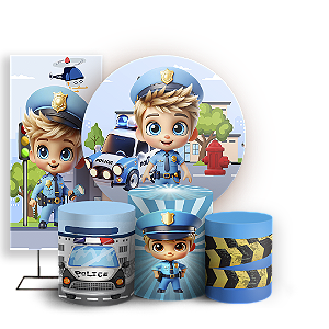 KIT Redondo Trio e Faixa Sublimado 3D - Polícia