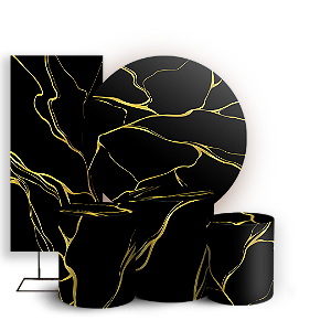 KIT Redondo Trio e Faixa Sublimado 3D - Marmore Dourado
