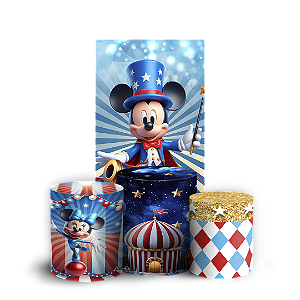 Faixa Lateral e Trio Cilindro Sublimado 3D Vest Facil - Mickey E Minnie Circo
