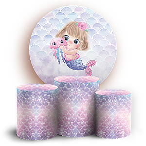KIT Redondo e Trio Sublimado 3D - Sereia