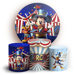 KIT Redondo e Trio Sublimado 3D - Mickey E Minnie Circo