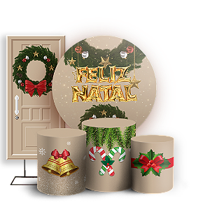 KIT Redondo Trio e Faixa Sublimado 3D - Natal