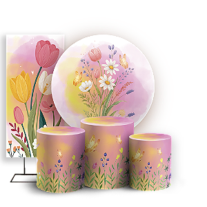 KIT Redondo Trio e Faixa Sublimado 3D - Floral