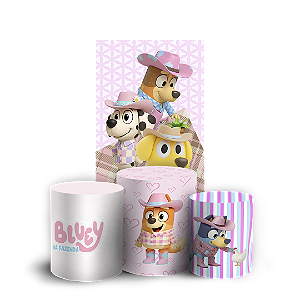 Faixa Lateral e Trio Cilindro Sublimado 3D Vest Facil - Bluey Fazendinha