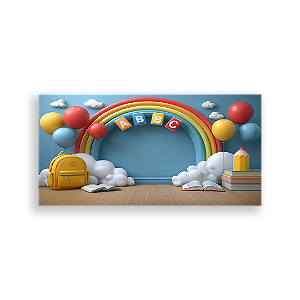 Painel Retangular Sublimado 3D - Fundo Fotografico Escola ABC