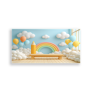 Painel Retangular Sublimado 3D - Fundo Fotografico Escola ABC