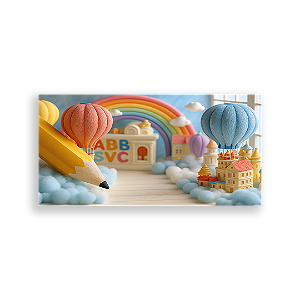 Painel Retangular Sublimado 3D - Fundo Fotografico Escola ABC