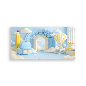 Painel Retangular Sublimado 3D - Fundo Fotografico Escola ABC