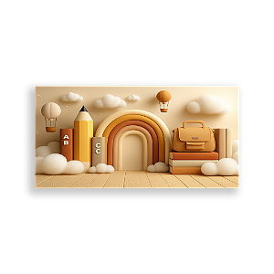 Painel Retangular Sublimado 3D - Fundo Fotografico Escola ABC