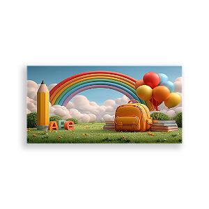Painel Retangular Sublimado 3D - Fundo Fotografico Escola ABC