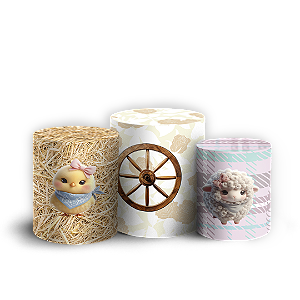 Trio Cilindro Sublimado 3D - Fazendinha