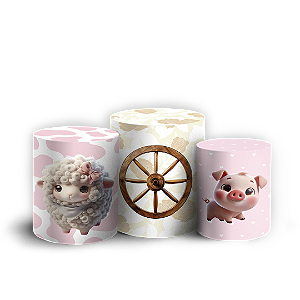 Trio Cilindro Sublimado 3D - Fazendinha