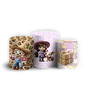 Trio Cilindro Sublimado 3D - Fazendinha