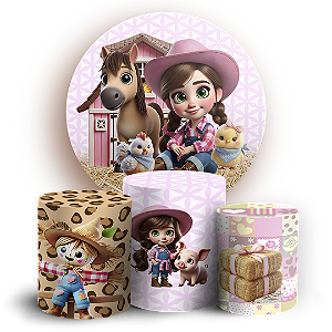 KIT Redondo e Trio Sublimado 3D - Fazendinha