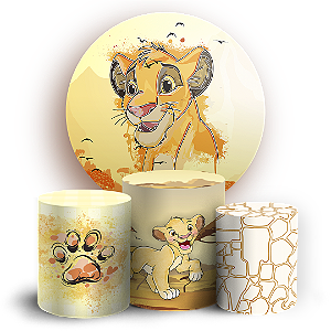 KIT Redondo e Trio Sublimado 3D - Rei Leão Aquarela