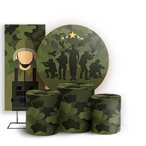 KIT Redondo Trio e Faixa Sublimado 3D - Militar Exercito