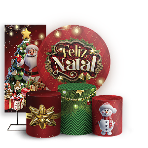 KIT Redondo Trio e Faixa Sublimado 3D - Natal