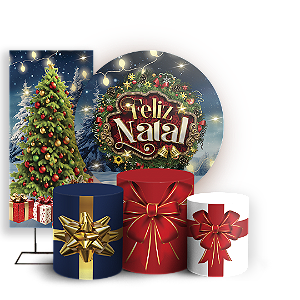 KIT Redondo Trio e Faixa Sublimado 3D - Natal