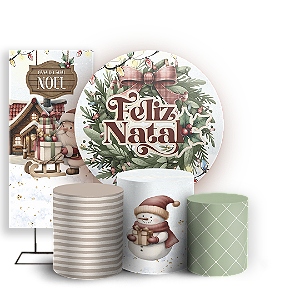 KIT Redondo Trio e Faixa Sublimado 3D - Natal