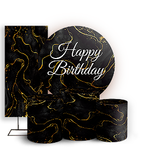 KIT Redondo Trio e Faixa Sublimado - Happy Birthday