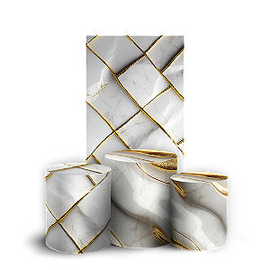 Faixa Lateral e Trio Cilindro Sublimado - Marmore Dourado